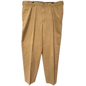 Oak Hill men's chino khakis pants 46x34 EUC cotton brown tan tall long